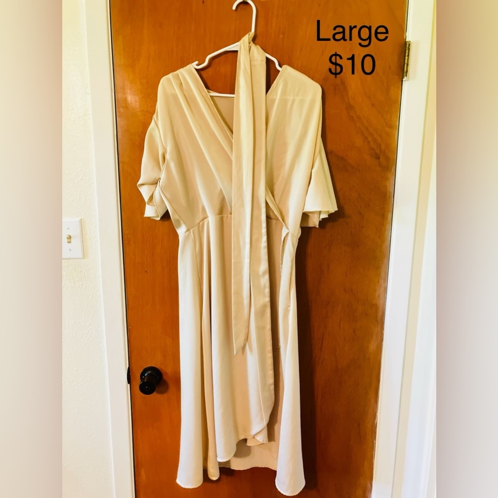 Elegant Cream Wrap Dress